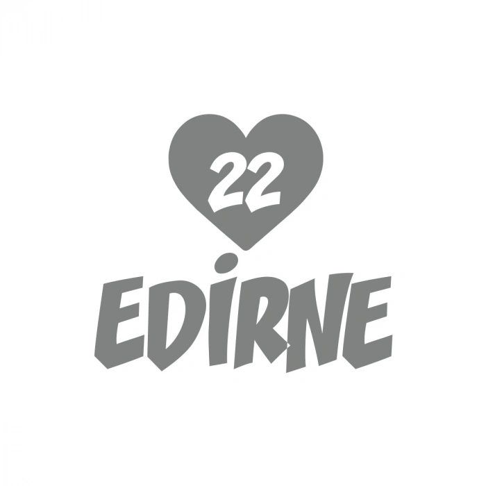 Kalpli 22 Edirne Araba Sticker 17x17 Cm Gri
