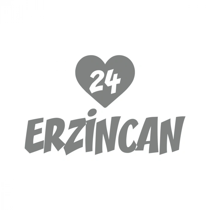 Kalpli 24 Erzincan Araba Sticker 17x17 Cm Gri