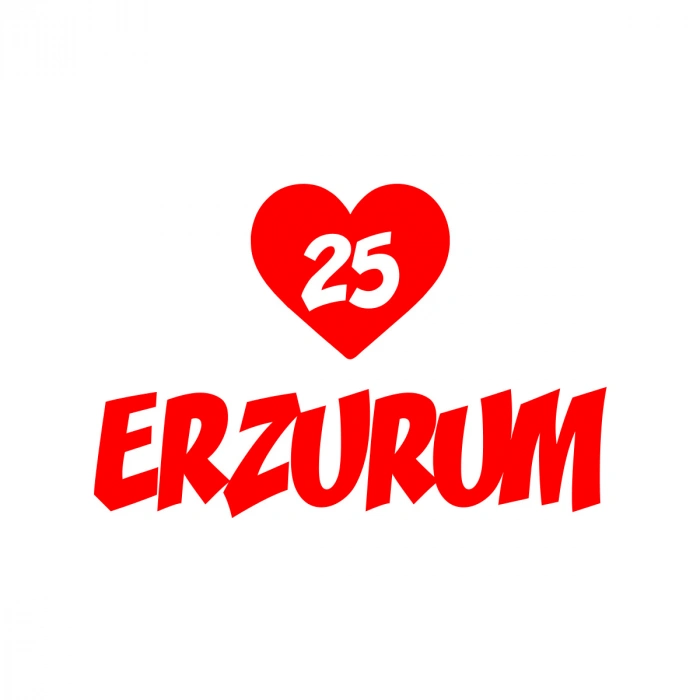 Kalpli 25 Erzurum Araba Sticker  17x17 Cm Kırmızı