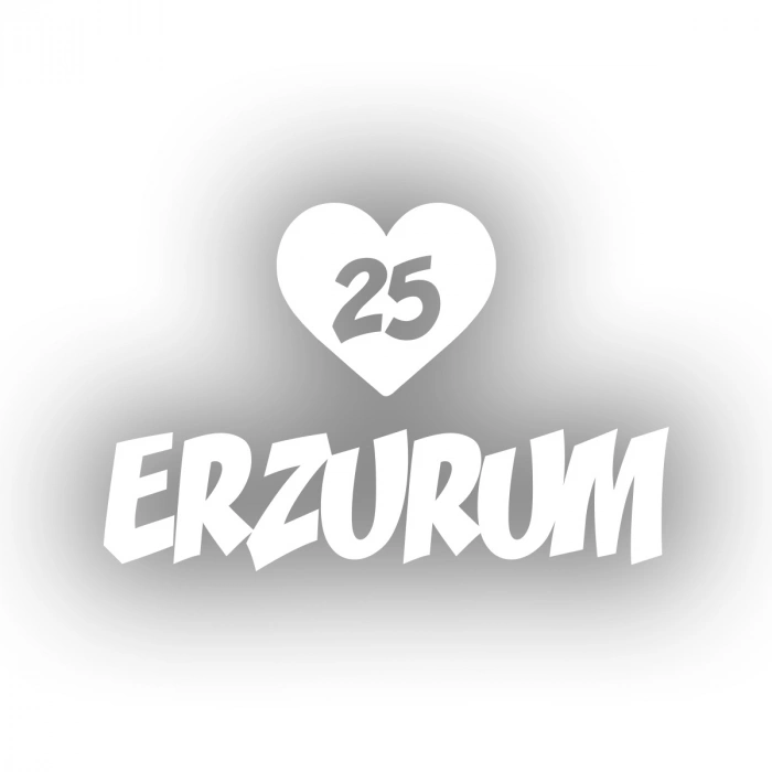 Kalpli 25 Erzurum Araba Sticker  17x17 Cm Beyaz