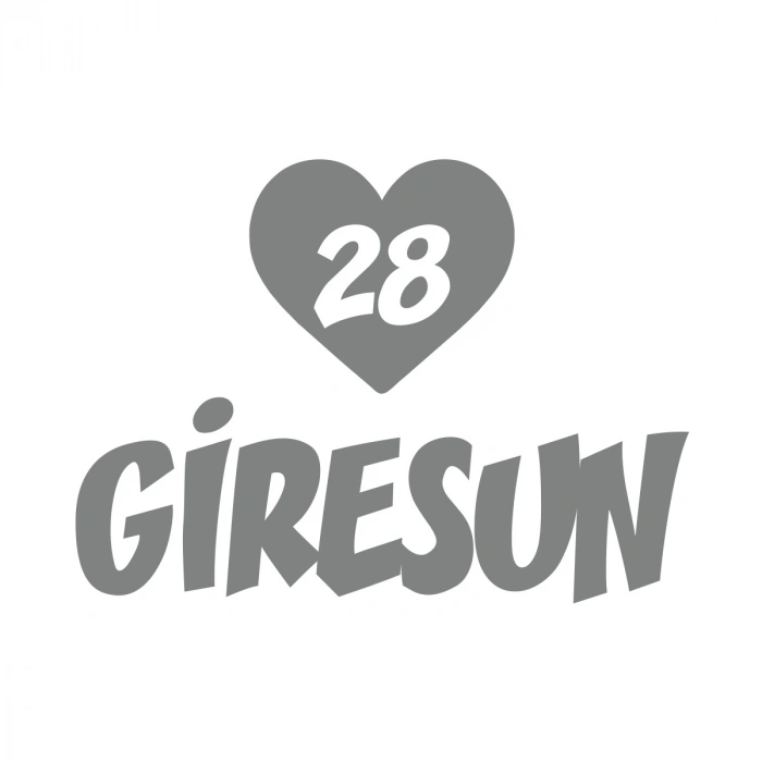 Kalpli 28 Giresun Araba Sticker 17x17 Cm Gri