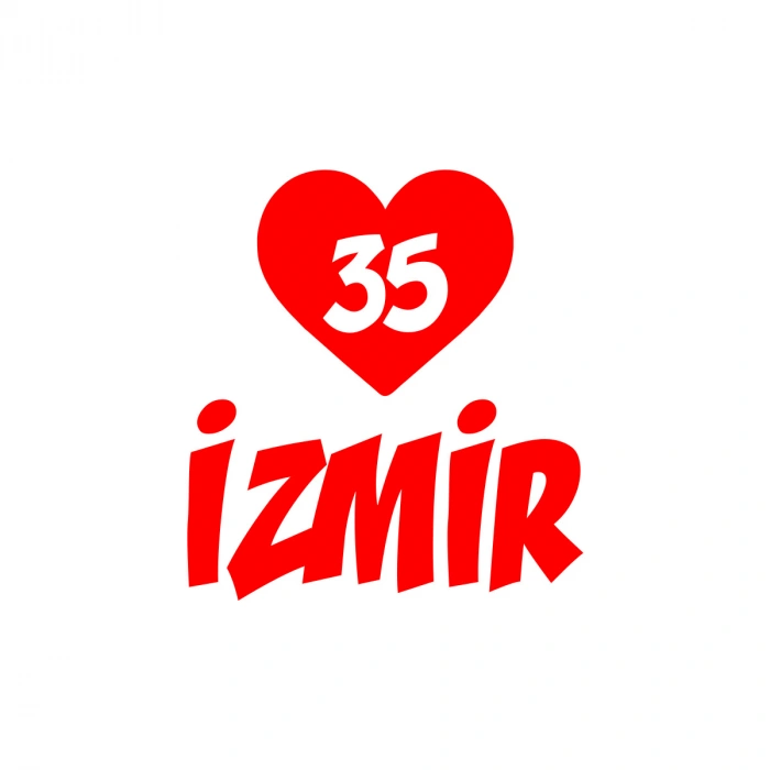 Kalpli 35 İzmir Araba Sticker 17x17 Cm Kırmızı