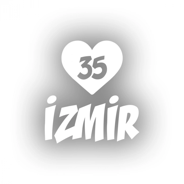 Kalpli 35 İzmir Araba Sticker 17x17 Cm Beyaz