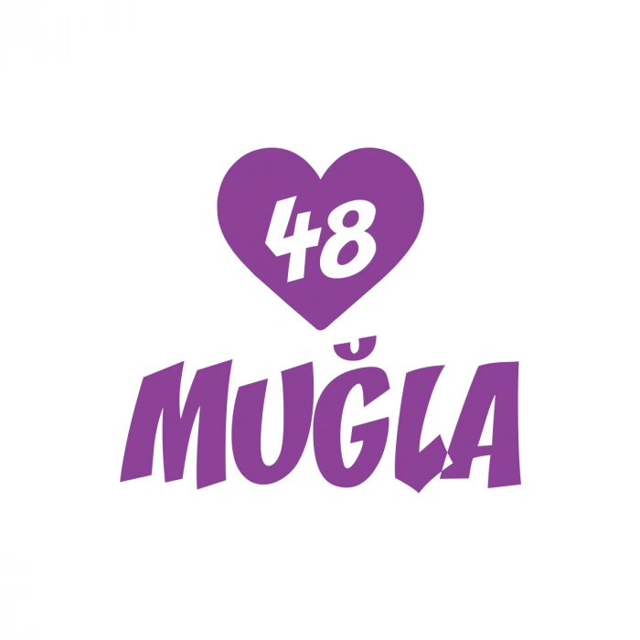 Kalpli 48 Muğla Araba Sticker 17x17 Cm Mor