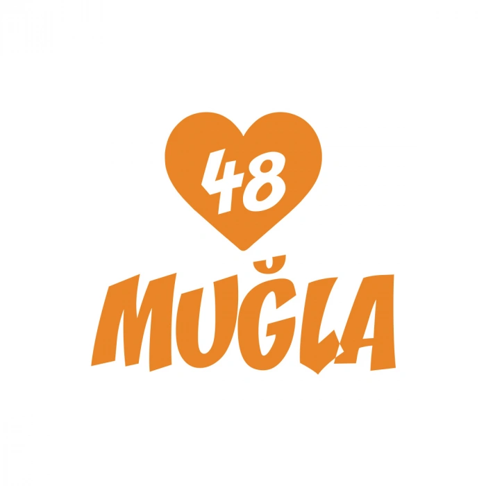 Kalpli 48 Muğla Araba Sticker 17x17 Cm Turuncu