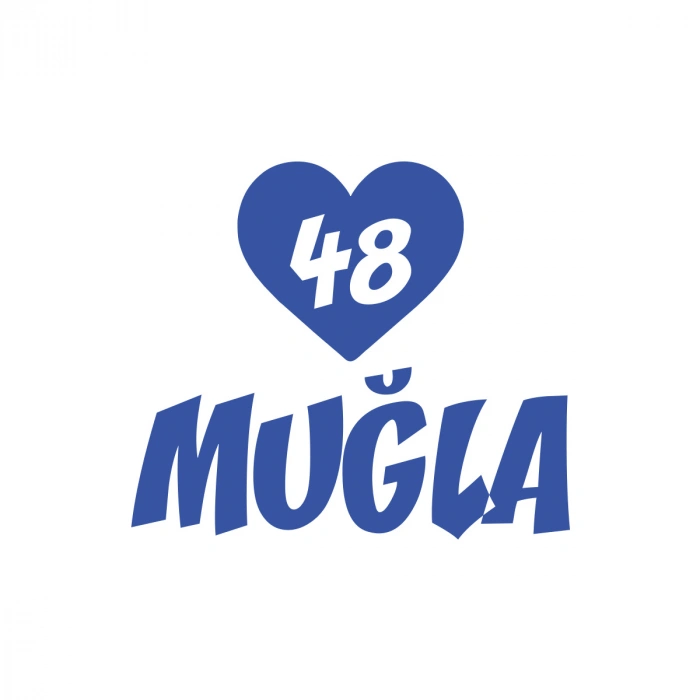 Kalpli 48 Muğla Araba Sticker 17x17 Cm Mavi