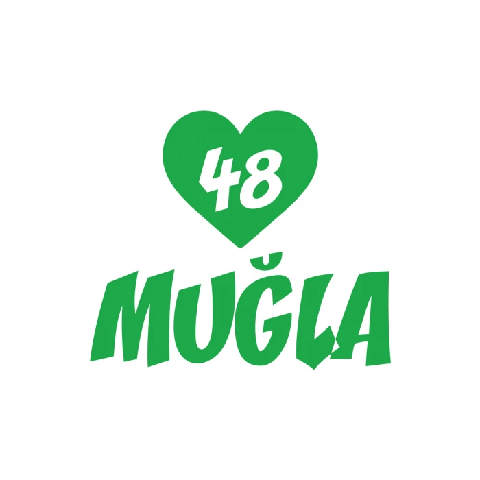 Kalpli 48 Muğla Araba Sticker 17x17 Cm Yeşil