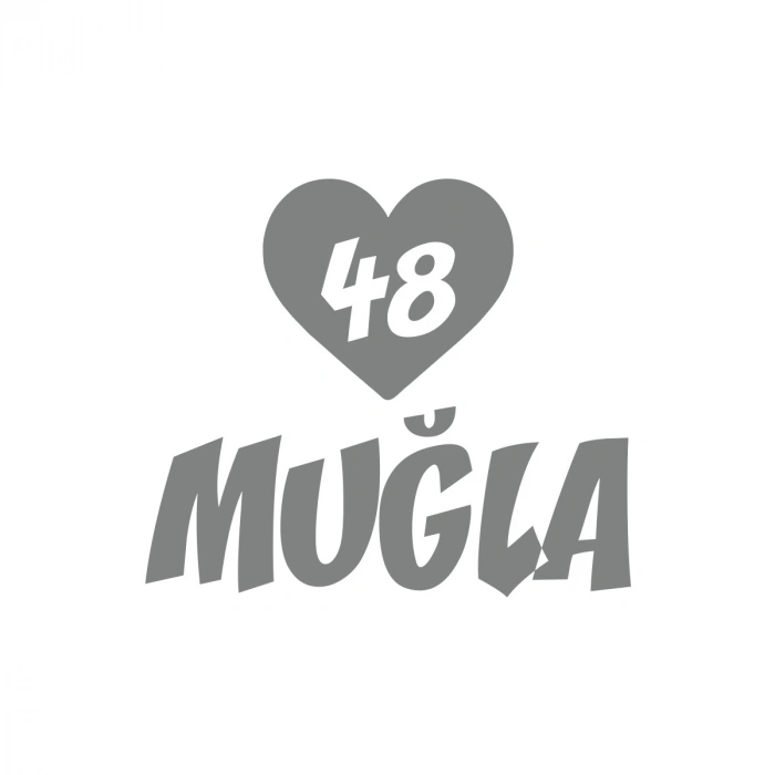 Kalpli 48 Muğla Araba Sticker 17x17 Cm Gri