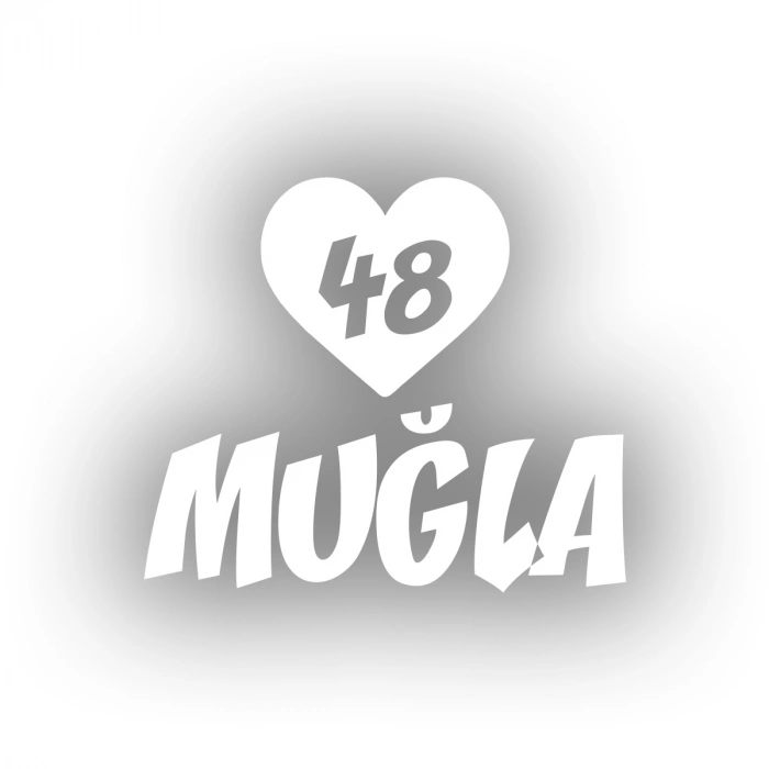 Kalpli 48 Muğla Araba Sticker 17x17 Cm Beyaz