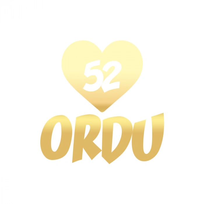 Kalpli 52 Ordu Araba Sticker 17x17 Cm Gold