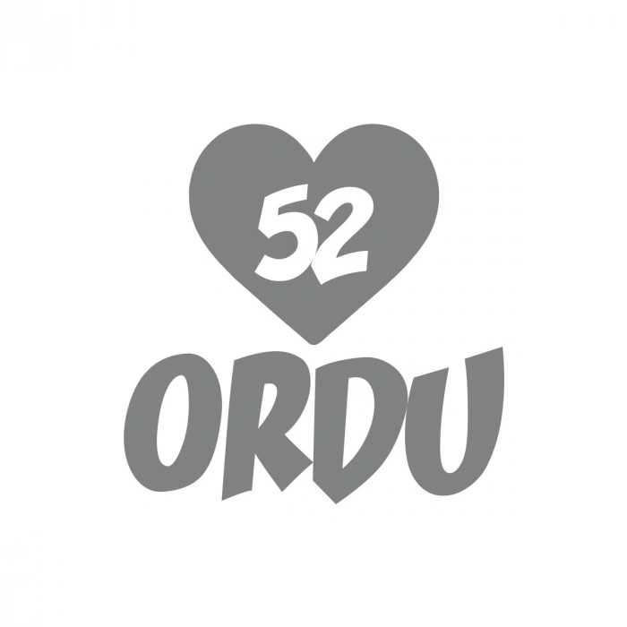 Kalpli 52 Ordu Araba Sticker 17x17 Cm Gri