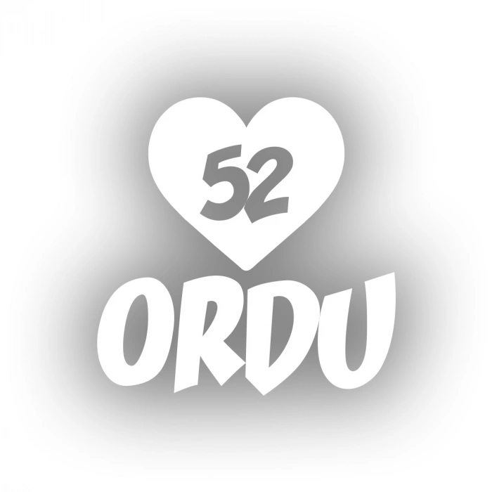 Kalpli 52 Ordu Araba Sticker 17x17 Cm Beyaz