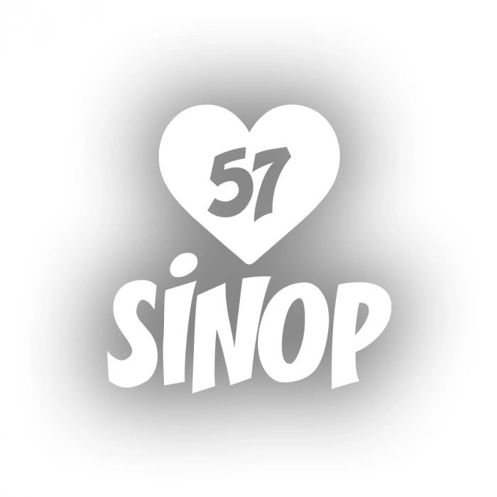 Kalpli 57 Sinop Araba Sticker 17x17 Cm Beyaz