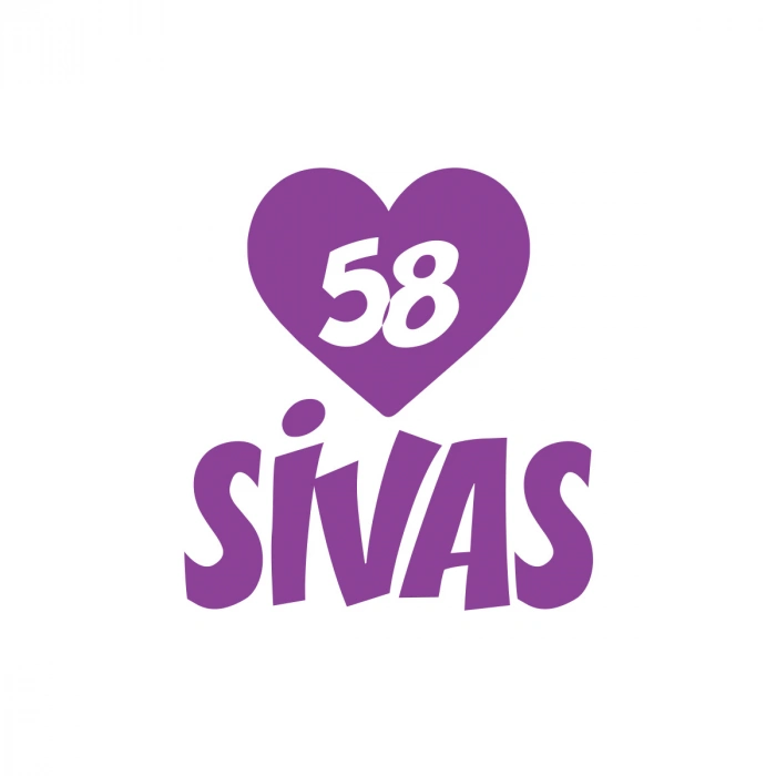 Kalpli 58 Sivas Araba Sticker 17x17 Cm Mor