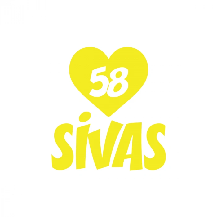 Kalpli 58 Sivas Araba Sticker 17x17 Cm Sarı