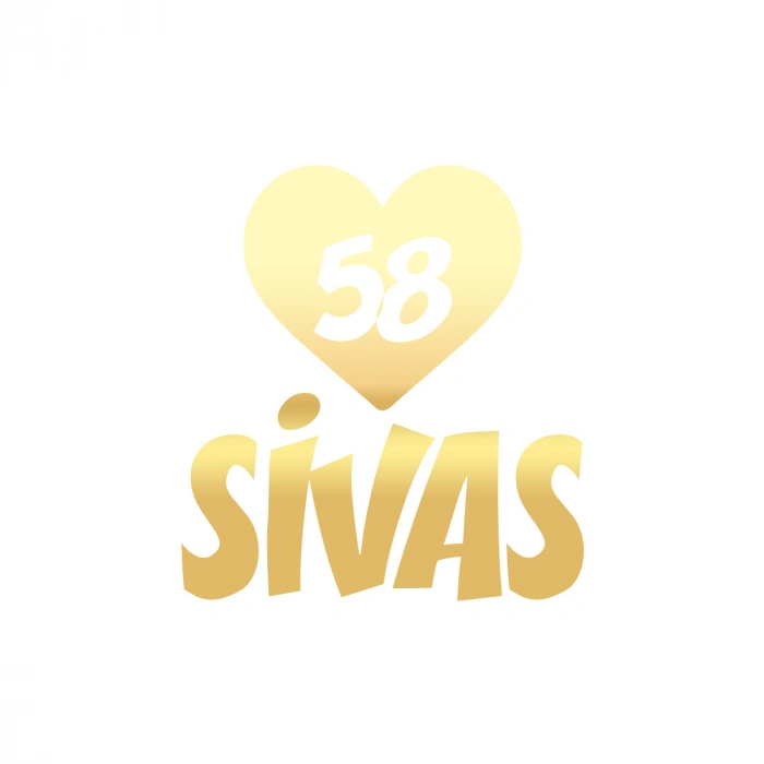Kalpli 58 Sivas Araba Sticker 17x17 Cm Gold