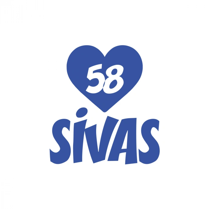 Kalpli 58 Sivas Araba Sticker 17x17 Cm Mavi