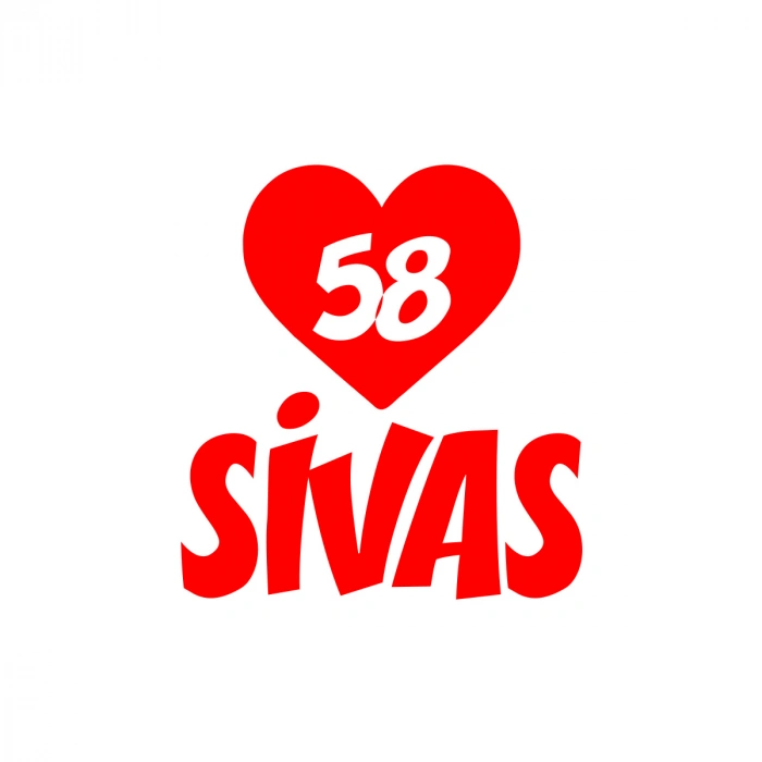 Kalpli 58 Sivas Araba Sticker 17x17 Cm Kırmızı