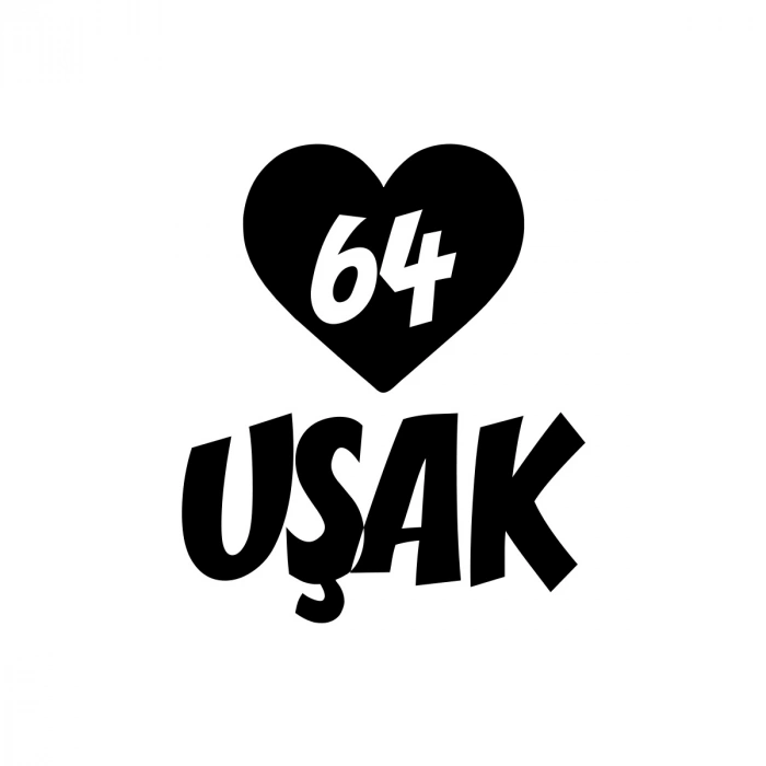Kalpli 64 Uşak Araba Sticker 17x17 Cm Siyah