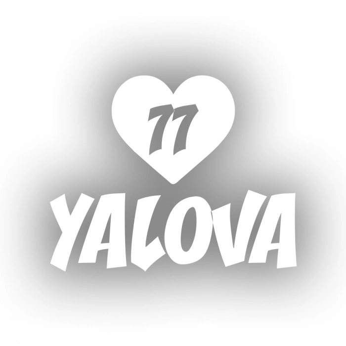 Kalpli 77 Yalova Araba Sticker 17x17 Cm Beyaz