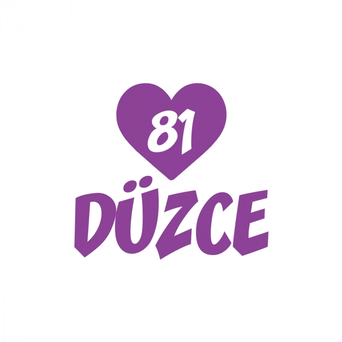 Kalpli 81 Düzce Araba Sticker 17x17 Cm Mor