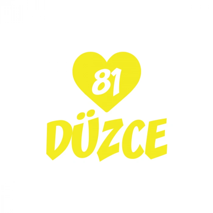 Kalpli 81 Düzce Araba Sticker 17x17 Cm Sarı