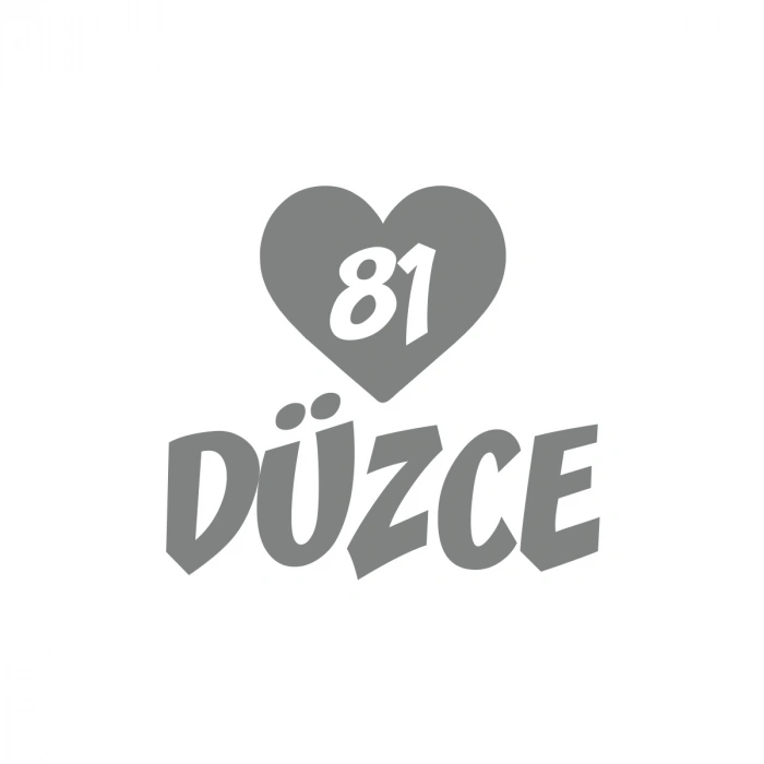 Kalpli 81 Düzce Araba Sticker 17x17 Cm Gri