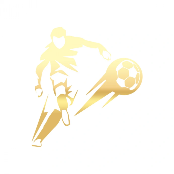 Futbol Oynayan Adam Araba Sticker 17x17 Cm Gold