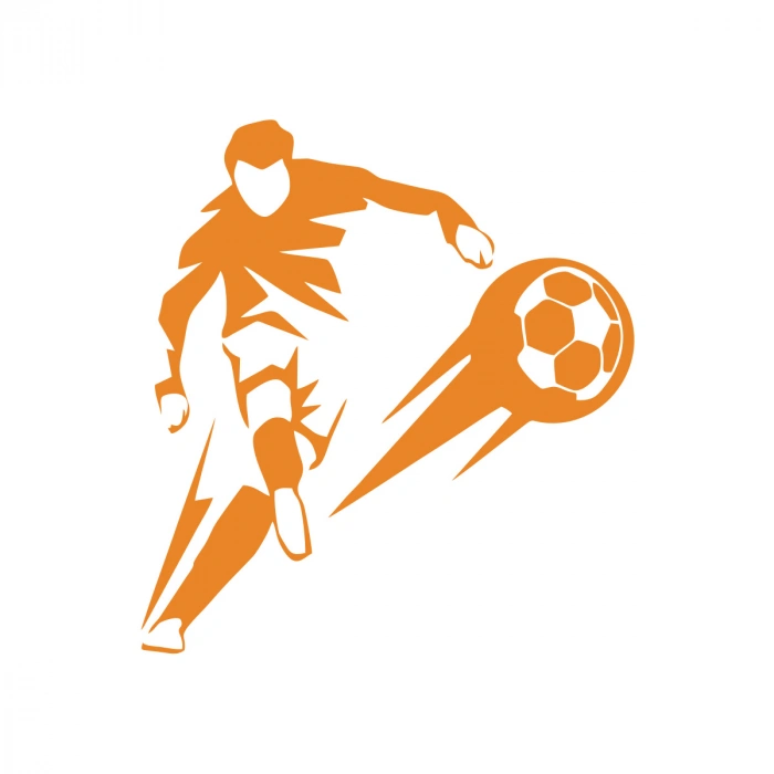 Futbol Oynayan Adam Araba Sticker 17x17 Cm Turuncu