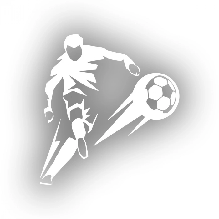 Futbol Oynayan Adam Araba Sticker 17x17 Cm Beyaz