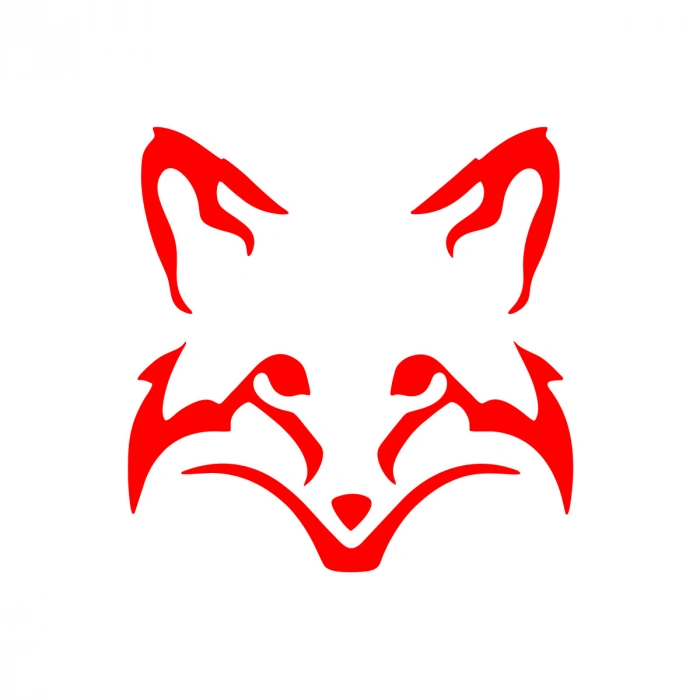 Tilki Kafası Araba Sticker 17x17 Cm Kırmızı