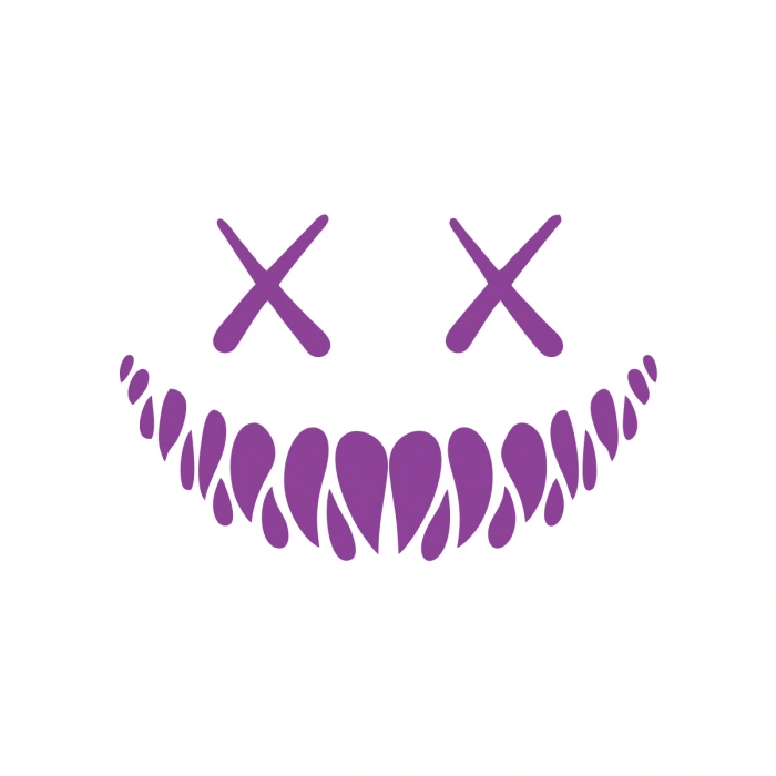 Şeytan Gülen Yüz Araba Sticker 17x17 Cm Mor