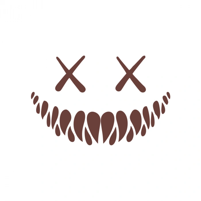 Şeytan Gülen Yüz Araba Sticker 17x17 Cm Kahverengi