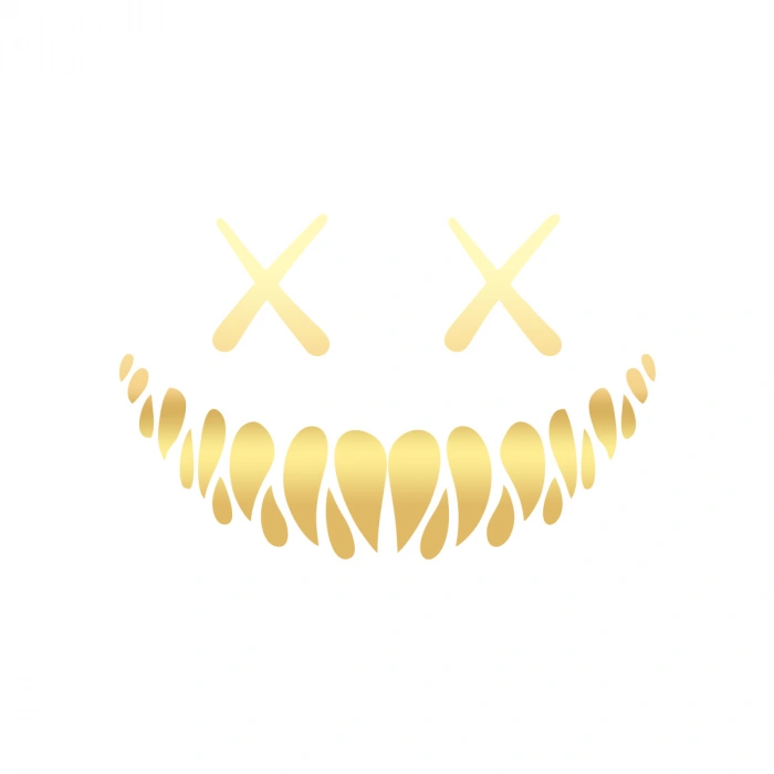 Şeytan Gülen Yüz Araba Sticker 17x17 Cm Gold