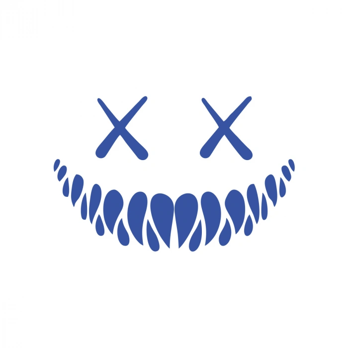 Şeytan Gülen Yüz Araba Sticker 17x17 Cm Mavi