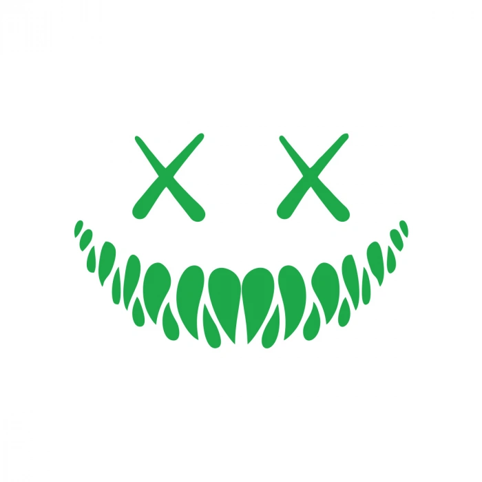 Şeytan Gülen Yüz Araba Sticker 17x17 Cm Yeşil