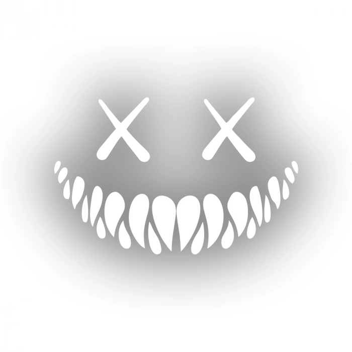 Şeytan Gülen Yüz Araba Sticker 17x17 Cm Beyaz