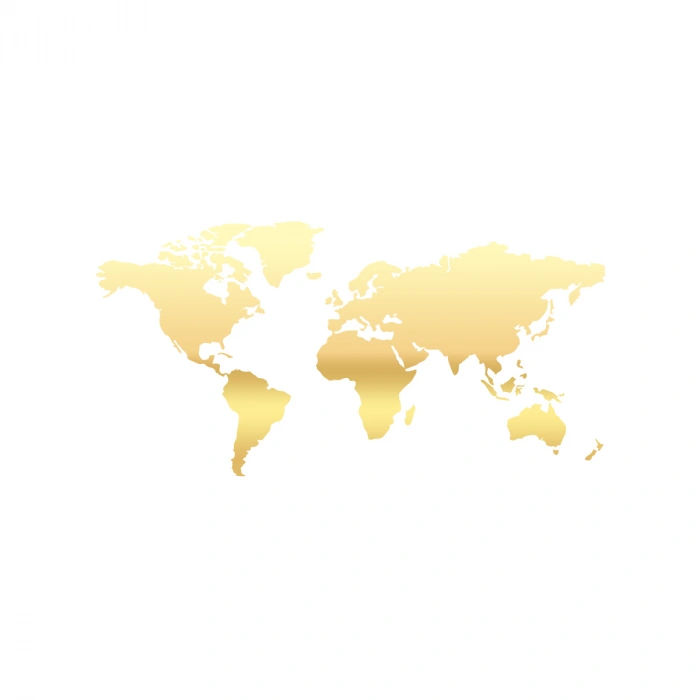 Dünya Haritası Araba Sticker 17x17 Cm Gold