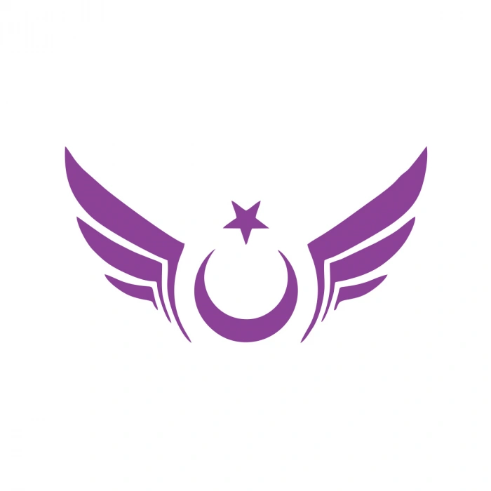 Kanatlı Türk Bayrağı Araba Sticker 17x17 Cm Mor