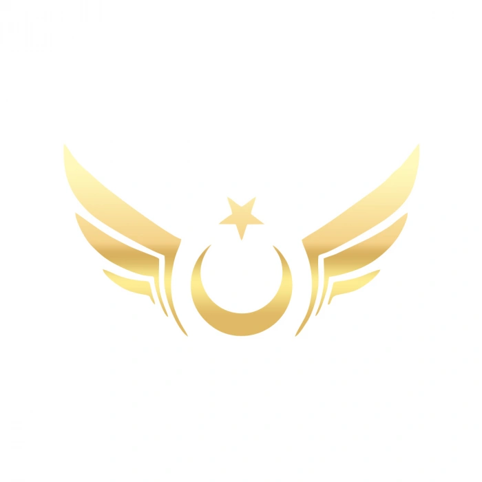 Kanatlı Türk Bayrağı Araba Sticker 17x17 Cm Gold