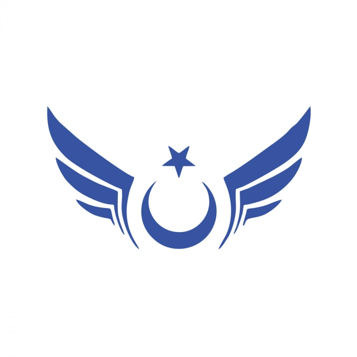 Kanatlı Türk Bayrağı Araba Sticker 17x17 Cm Mavi