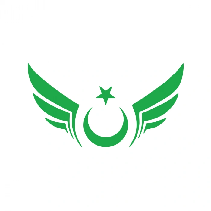 Kanatlı Türk Bayrağı Araba Sticker 17x17 Cm Yeşil