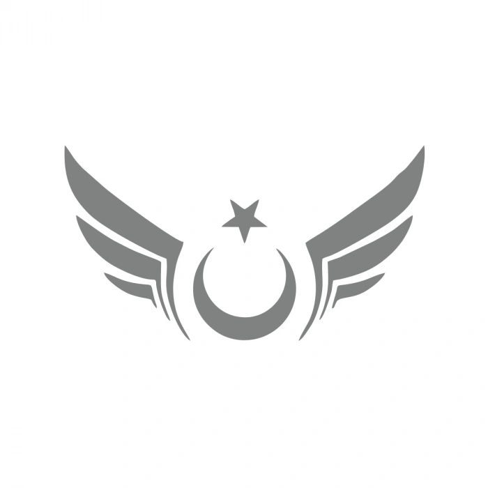 Kanatlı Türk Bayrağı Araba Sticker 17x17 Cm Gri
