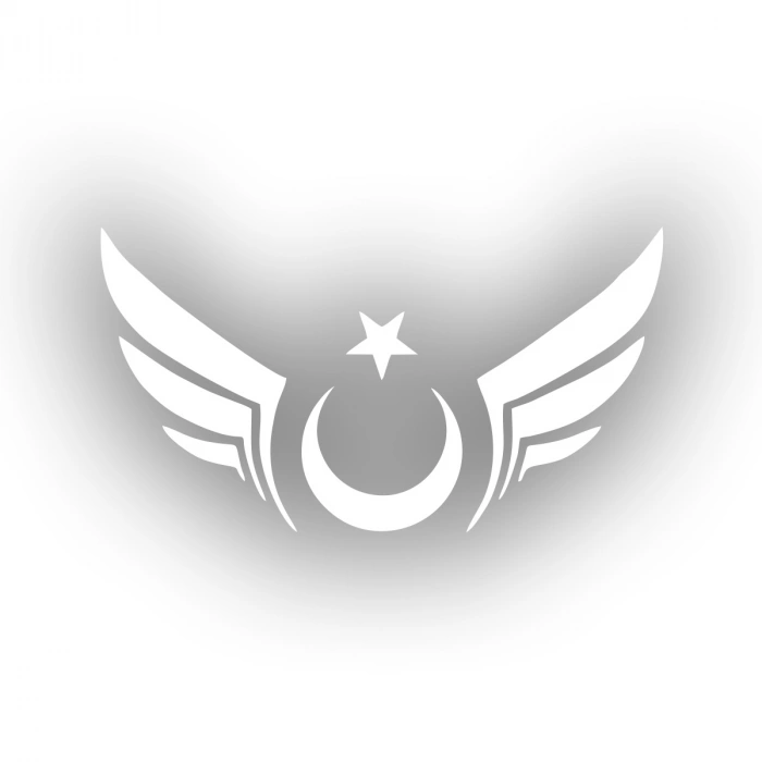 Kanatlı Türk Bayrağı Araba Sticker 17x17 Cm Beyaz
