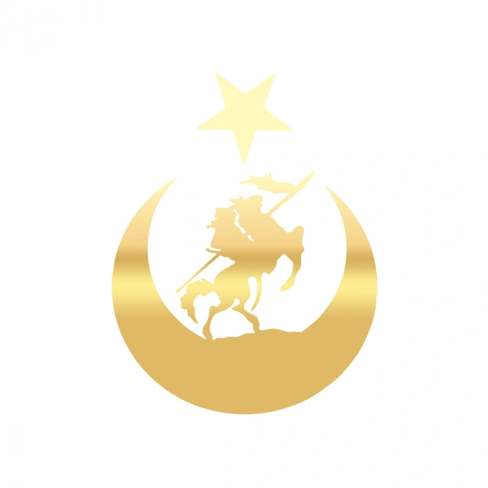 Akıncı ve Ay Yıldız Türk Bayrağı Araba Sticker 17x17 Cm Gold