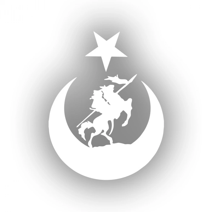 Akıncı ve Ay Yıldız Türk Bayrağı Araba Sticker 17x17 Cm Beyaz