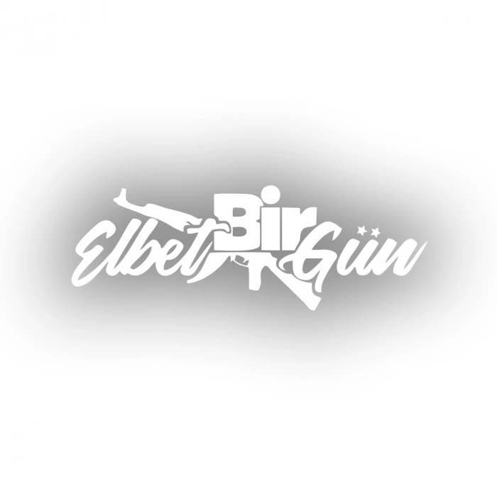 Elbet Bir Gün AK-47 Araba Sticker 17x17 Cm Beyaz