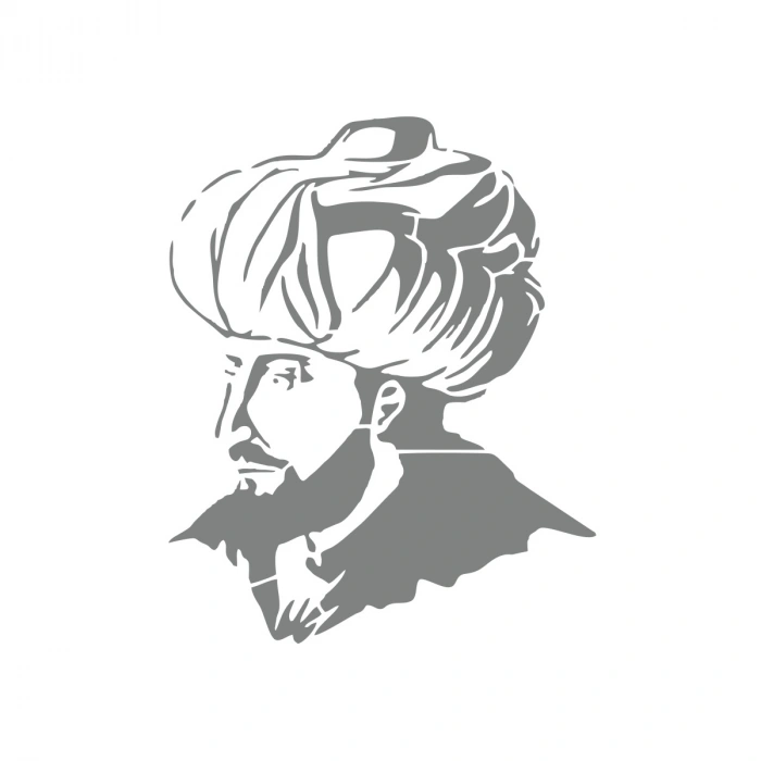 Fatih Sultan Mehmet Araba Sticker 17x17 Cm Gri