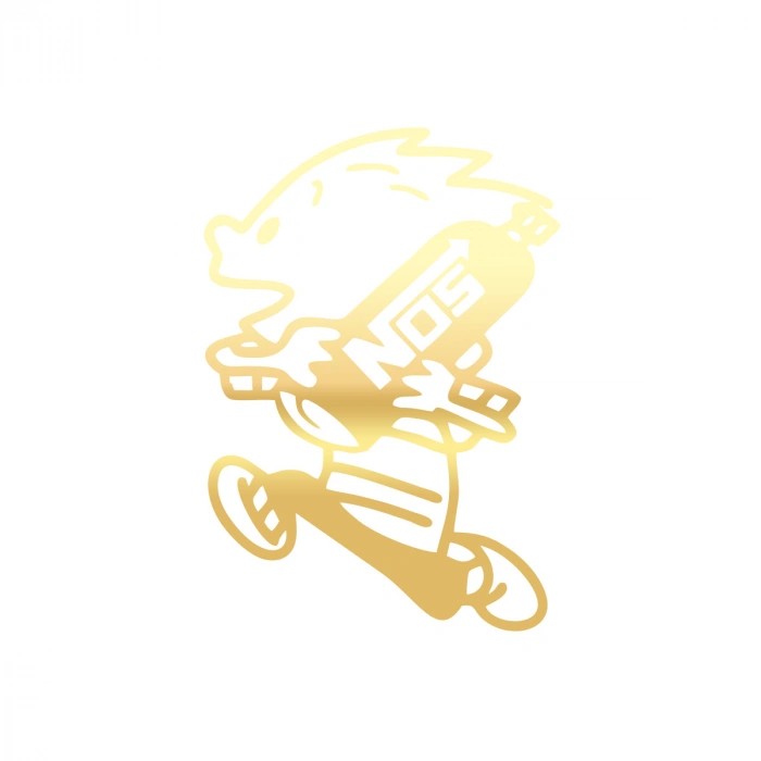 Nos Taşıyan Çocuk Araba Sticker 17x17 Cm Gold