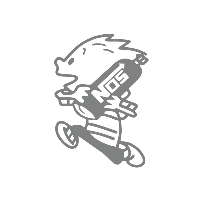 Nos Taşıyan Çocuk Araba Sticker 17x17 Cm Gri